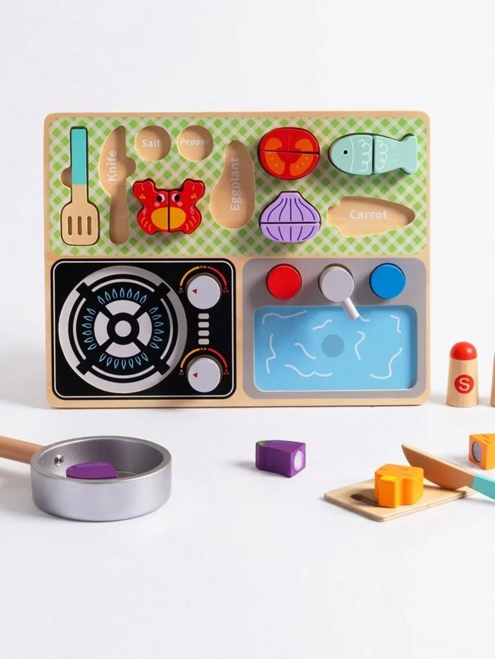 NEW Montessori Wooden Kitchen Play Set Pretend Cooking Toy Kids Gift